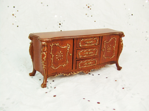 CA006-05 WNG Walnut Buffet / Display Table in 1" scale - Click Image to Close
